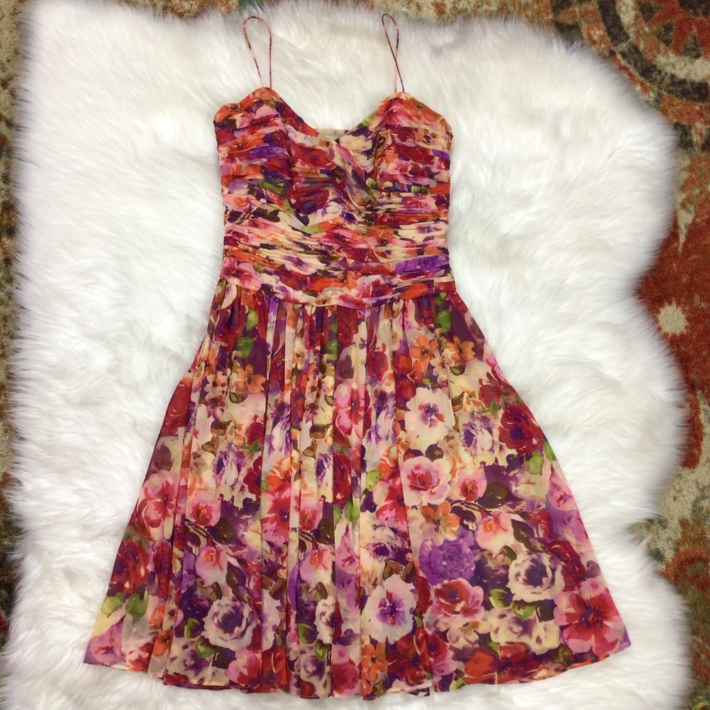 Lauren Ralph Lauren Fit & Flare Dress Multicolor Garden Floral Gathered Flowy 2 View 5